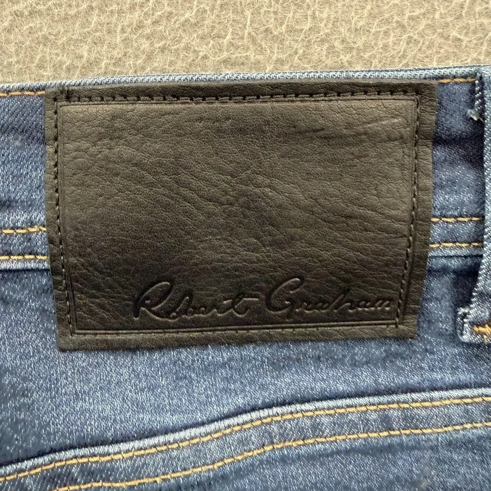 Robert Graham Lance Jeans Mens 36x34 Indigo Medium Wash Regular Stretch NWT